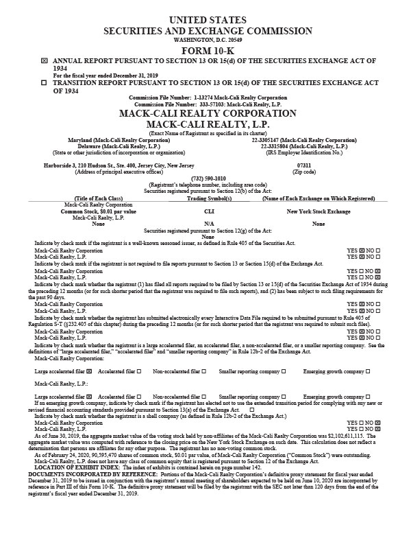 2019 Form 10-K Cover